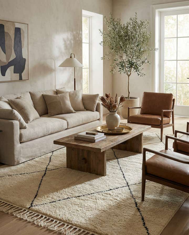 7' x 9' 9 Hand Knotted Moroccan Wool Rug