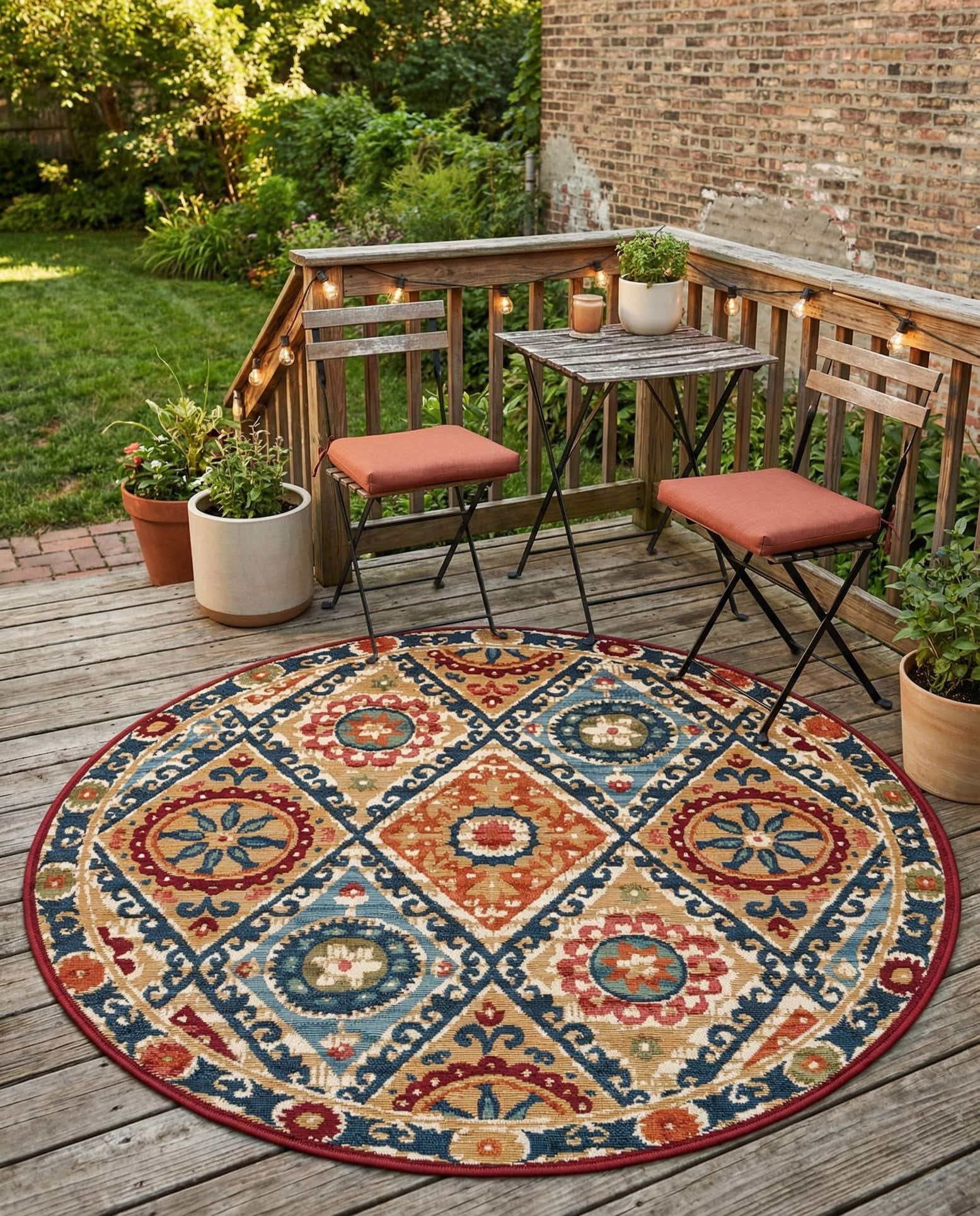 4' x 4' Easy-Clean Modern Indoor / Outdoor Round Rug