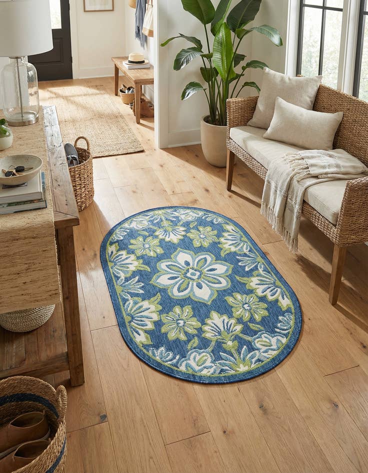 Detail image of 2' x 3' 1  Washable Jill Zarin Caribbean Indoor / Outdoor Oval Rug