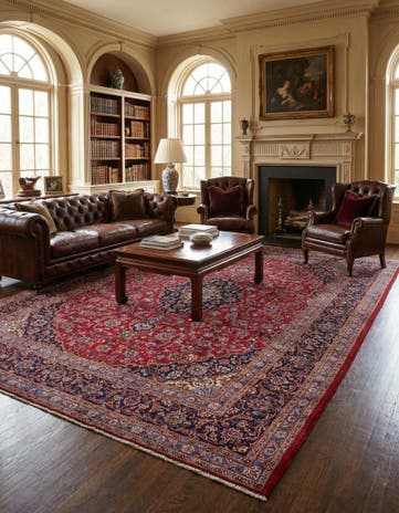 9' 9 x 12' 9 Hand Knotted Mashad Persian Wool Rug