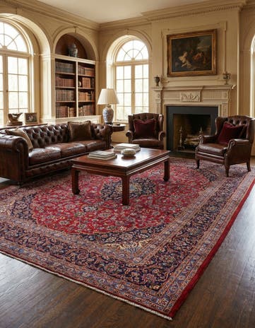 9' 9 x 12' 9 Hand Knotted Mashad Persian Wool Rug