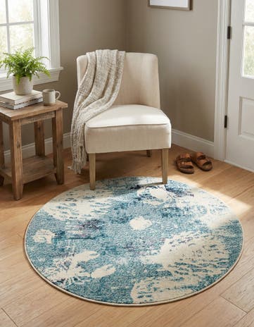3' 3 x 3' 3 Washable Amalfi Round Rug