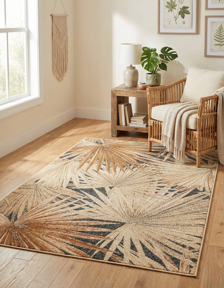 Detail image of  4' x 6'  Washable Botanical Indoor / Outdoor Rug