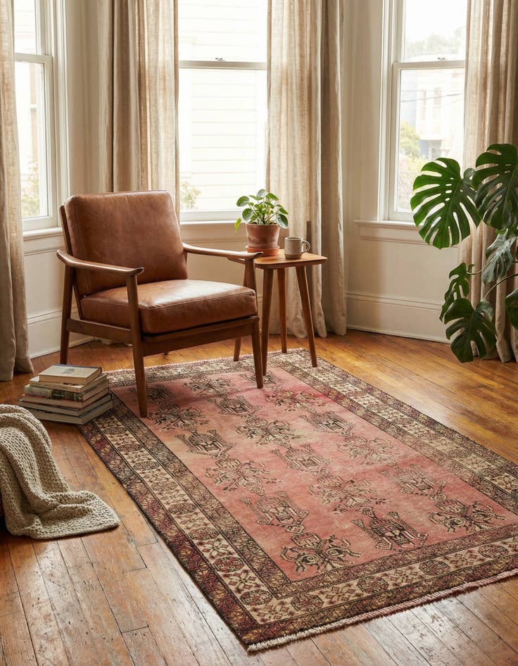 Detail image of  3' 10 x 6' 3  Hand Knotted Ultra Vintage Persian Wool Rug