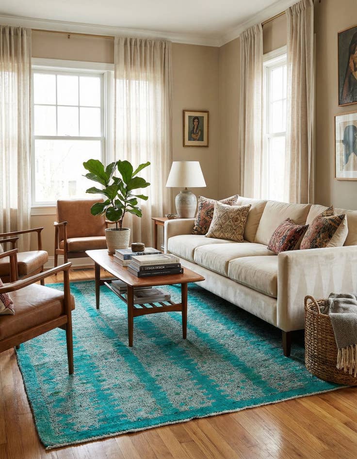 Detail image of 5' 4 x 7'  Hand Knotted Darya Wool Rug