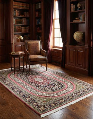 4' 7 x 6' 10 Hand Knotted Qom Persian Rug