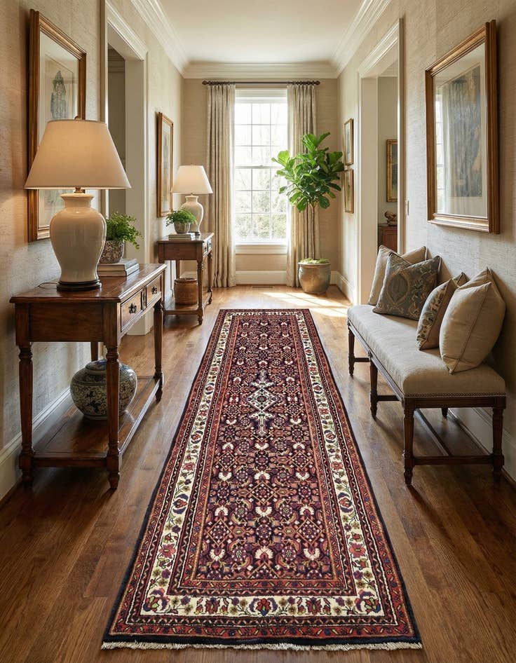 Detail image of  3' 7 x 10' 5  Hand Knotted Hossainabad Persian Wool Runner Rug