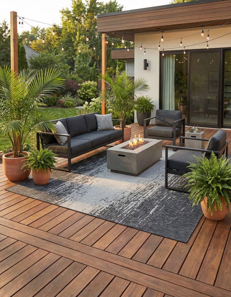 Detail image of  13' x 13'  Washable Modern Indoor / Outdoor Square Rug