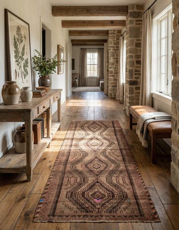4' 7 x 10' 4 Hand Knotted Ultra Vintage Persian Wool Runner Rug