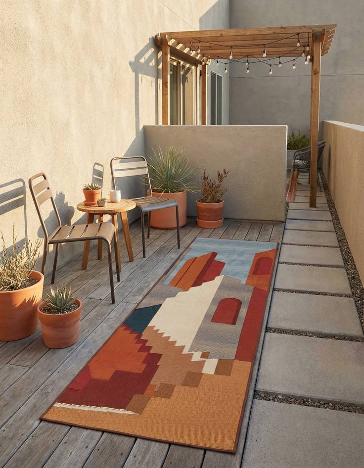 Detail image of  2' x 6'  Washable Modern Indoor / Outdoor Runner Rug