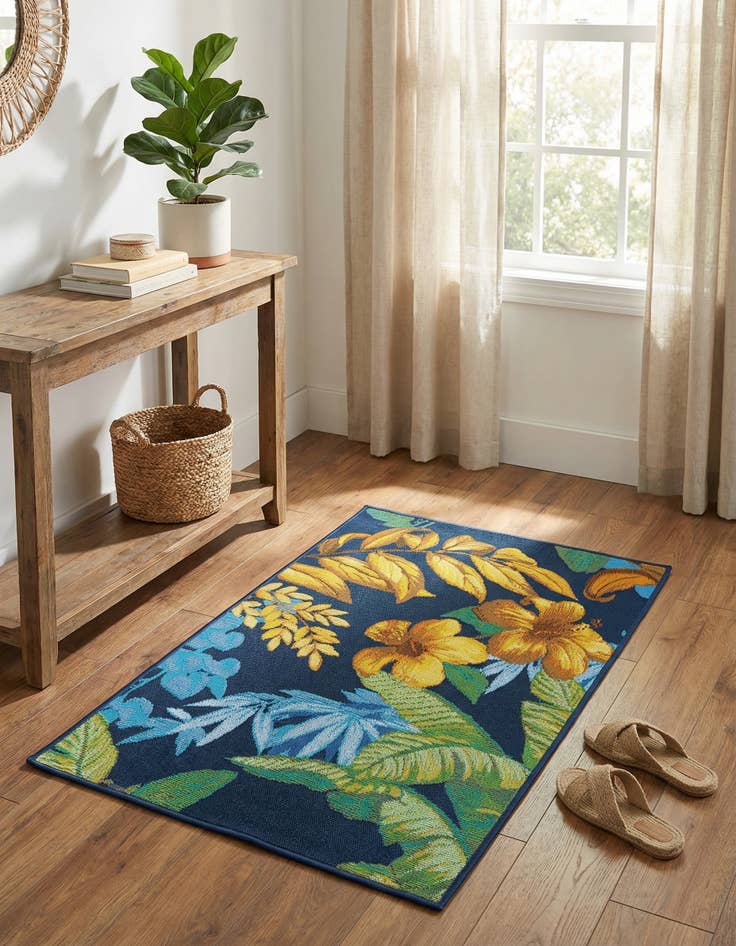 Detail image of 2' x 3' Easy-Clean Botanical Indoor / Outdoor Rug