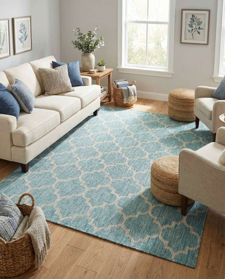 7' 10 x 11' Easy-Clean Lattice Indoor / Outdoor Rug