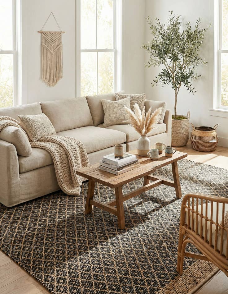 Detail image of 10' x 10'  Hand Woven Chindi Trellis Square Rug