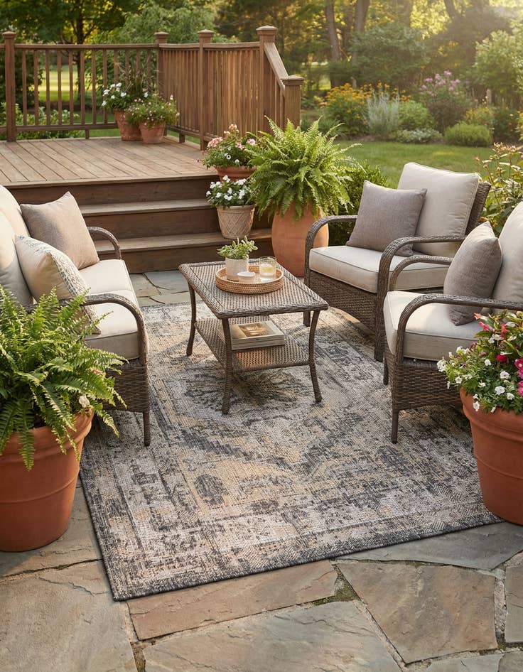 Detail image of 3' x 5' 3  Washable Traditional Indoor / Outdoor Rug