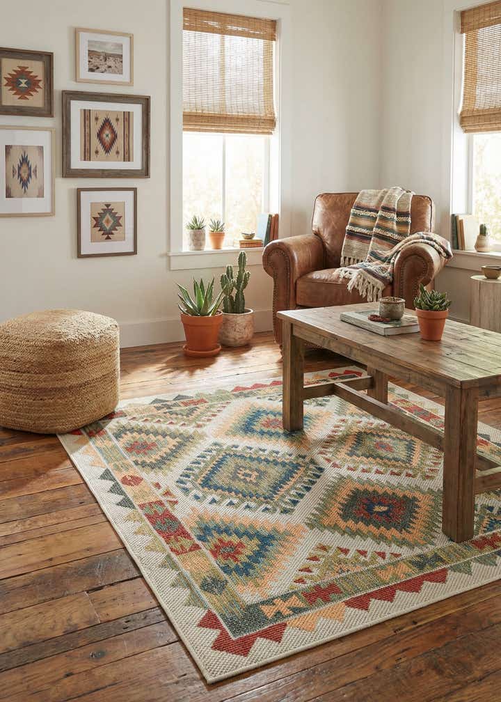 5' 3 x 5' 3 Easy-Clean Baja Indoor / Outdoor Square Rug