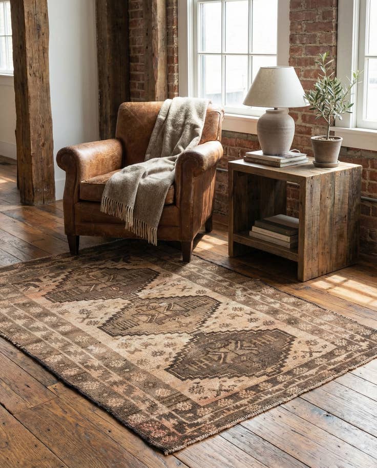 Detail image of 3' 1 x 4' 6 Hand Knotted Ultra Vintage Persian Wool Rug