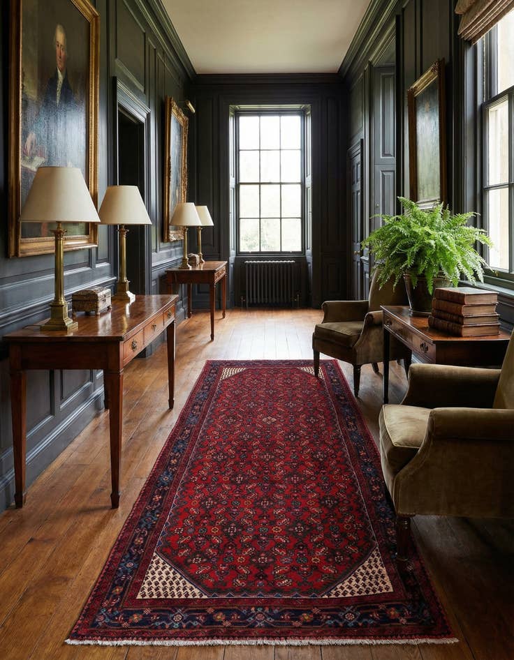 Detail image of 5' 2 x 9' 9 Hamedan Wool Runner Rug