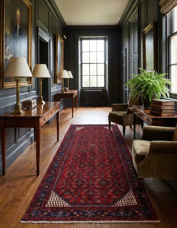 5' 2 x 9' 9 Hamedan Wool Runner Rug