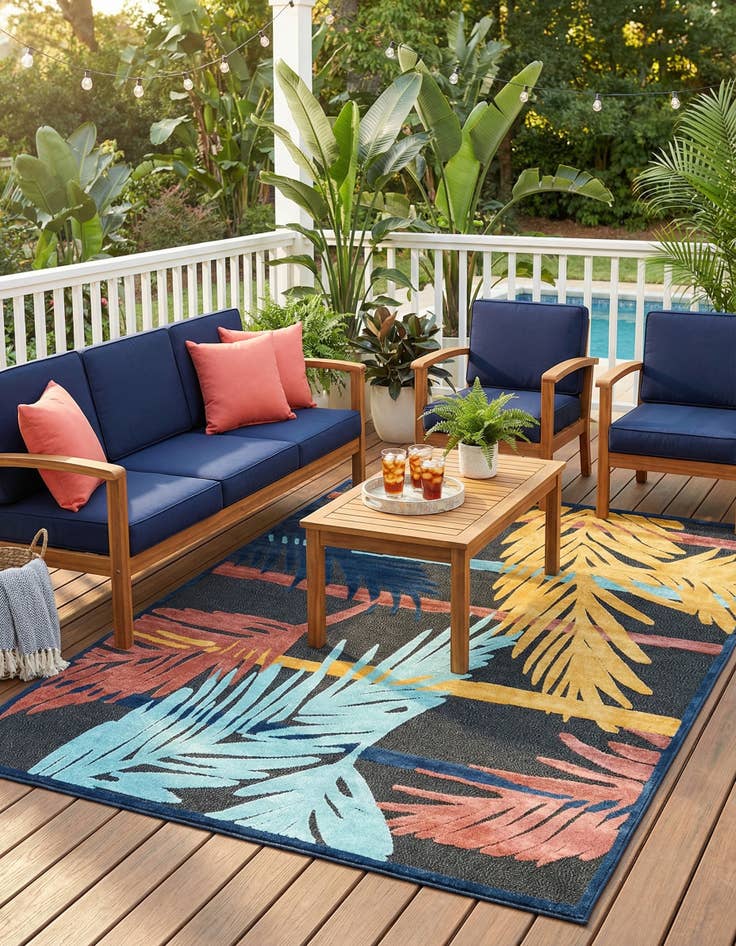 Detail image of 9' x 12'  Washable Belize Indoor / Outdoor Rug