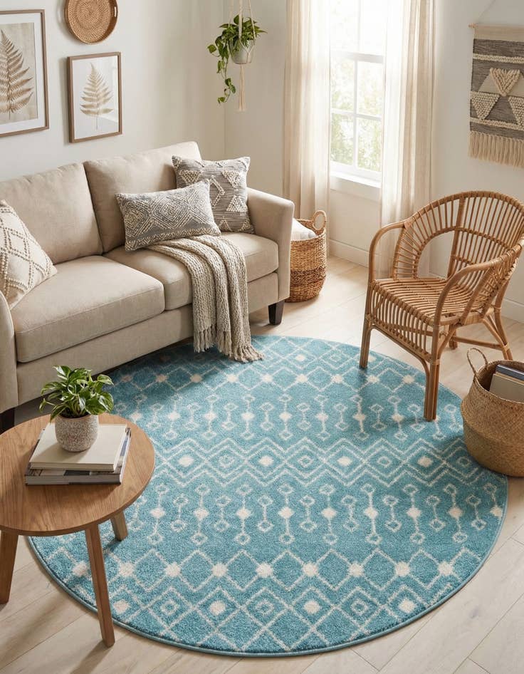 Detail image of 5' 3 x 5' 3 Moroccan Trellis Round Rug