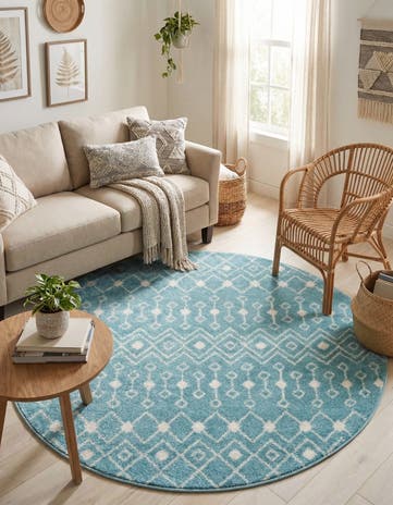 5' 3 x 5' 3 Moroccan Trellis Round Rug