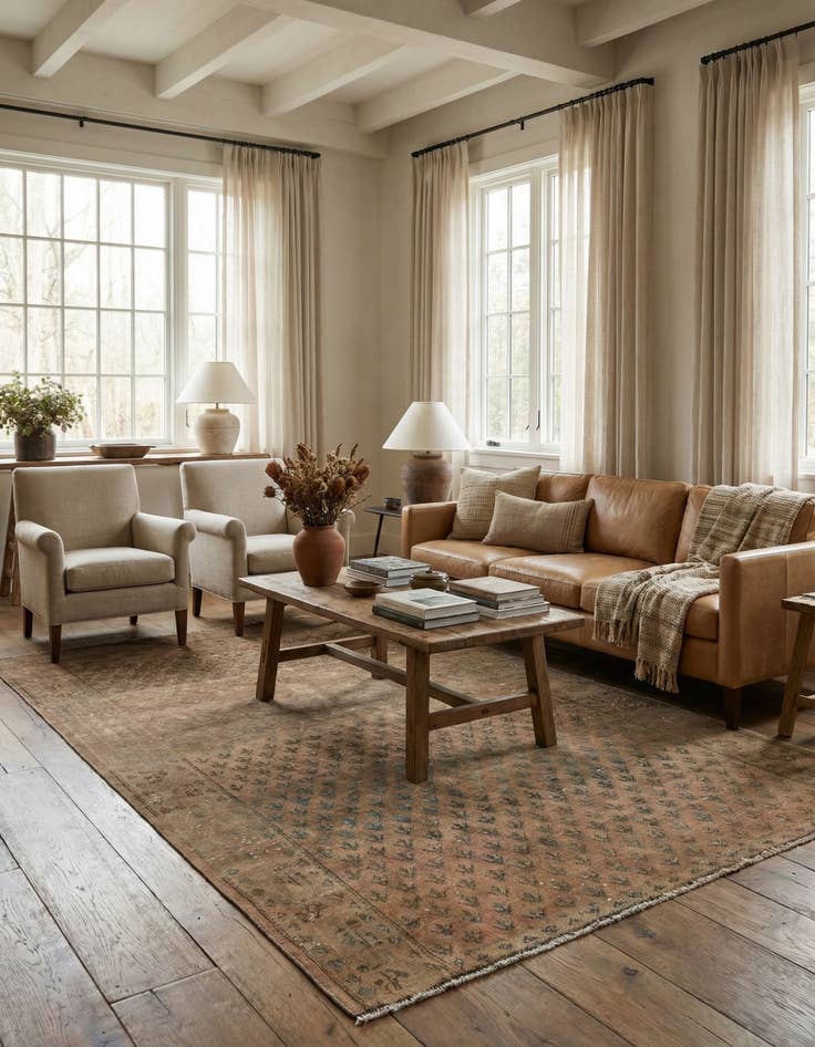 Detail image of 4' 8 x 8' 3  Hand Knotted Ultra Vintage Persian Wool Rug