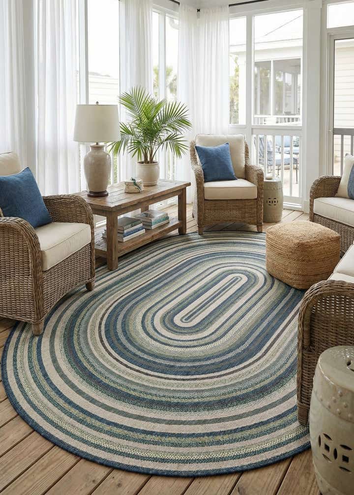 7' 10 x 10' Easy-Clean Baja Indoor / Outdoor Oval Rug