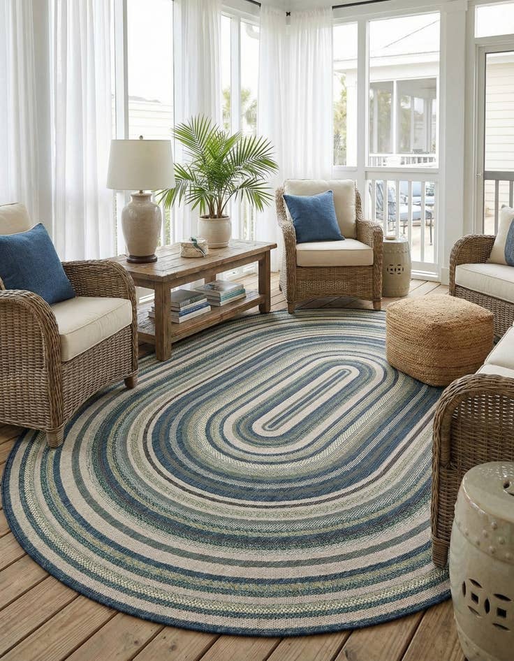 Detail image of 7' 10 x 10'  Washable Baja Indoor / Outdoor Oval Rug