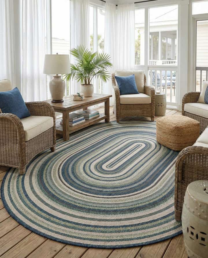 7' 10 x 10' Easy-Clean Baja Indoor / Outdoor Oval Rug