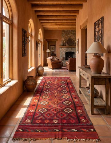 4' 6 x 11' 1 Hand Woven Kilim Fars Wool Runner Rug