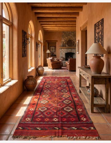 4' 6 x 11' 1 Hand Woven Kilim Fars Wool Runner Rug