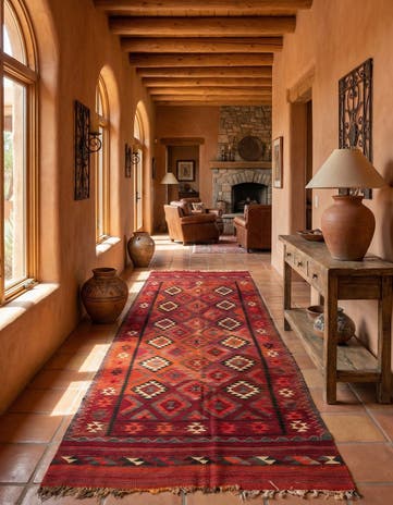4' 6 x 11' 1 Hand Woven Kilim Fars Wool Runner Rug