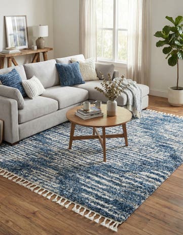 Blue Serenity Shag Square Rug