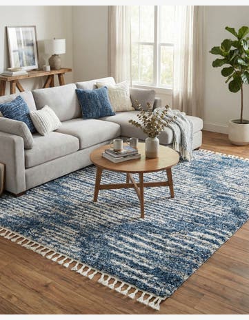 Blue Serenity Shag Square Rug