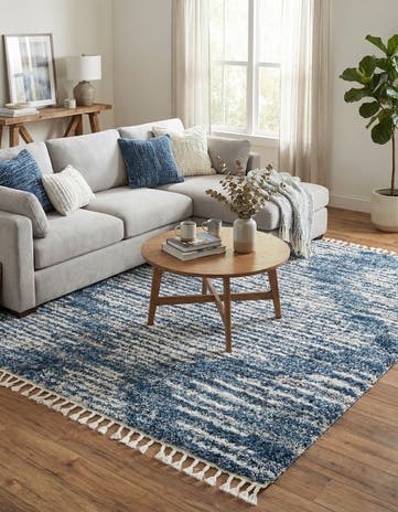Blue Serenity Shag Square Rug