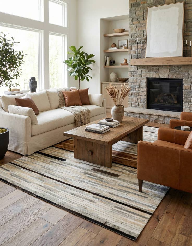 Detail image of  5' 1 x 8' Cowhide - Patchwork Rug