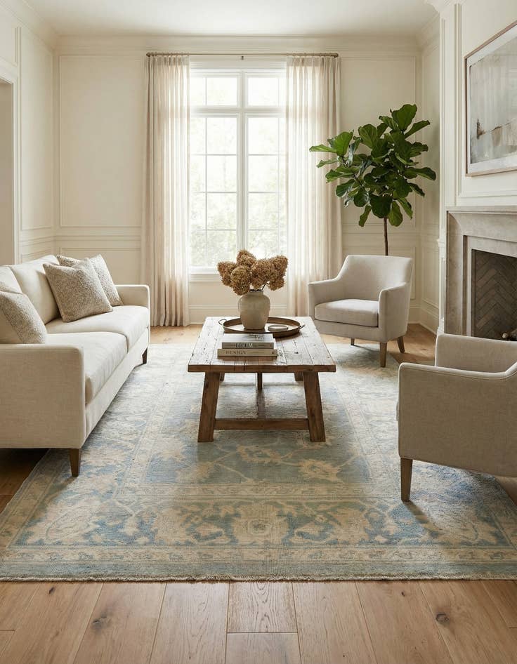 Detail image of  5' 5 x 8' 1  Hand Knotted Oushak Wool Rug