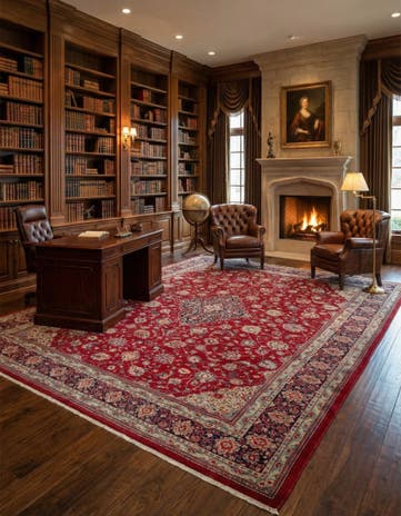 10' 4 x 12' 9 Hand Knotted Sarough Persian Wool Rug