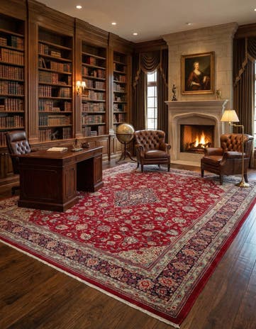 10' 4 x 12' 9 Hand Knotted Sarough Persian Wool Rug