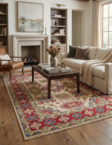 4' x 6' 3 Hand Knotted Kazak Rug