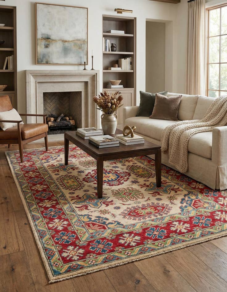 Detail image of 4' x 6' 3  Hand Knotted Kazak Rug