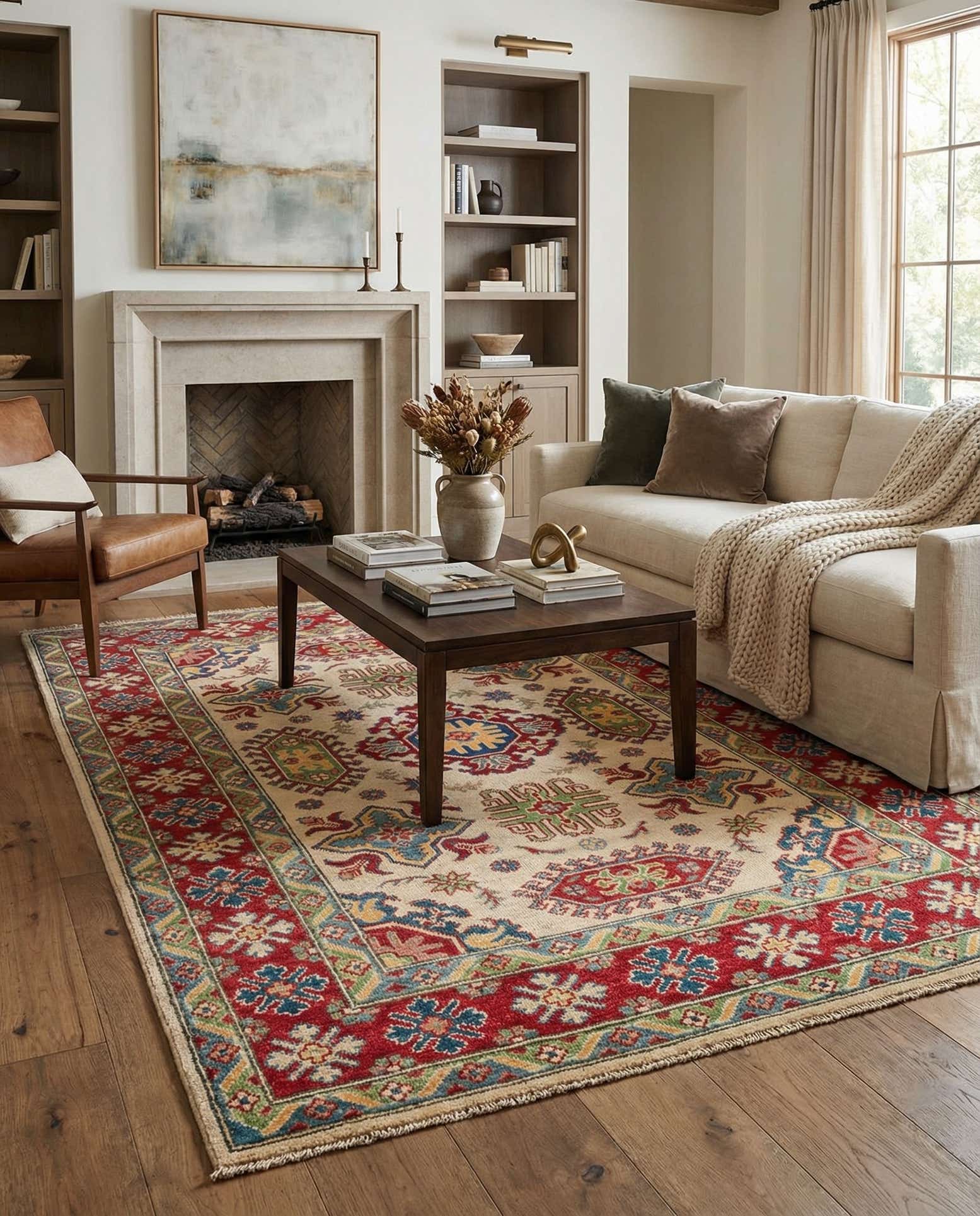 4' x 6' 3 Hand Knotted Kazak Rug