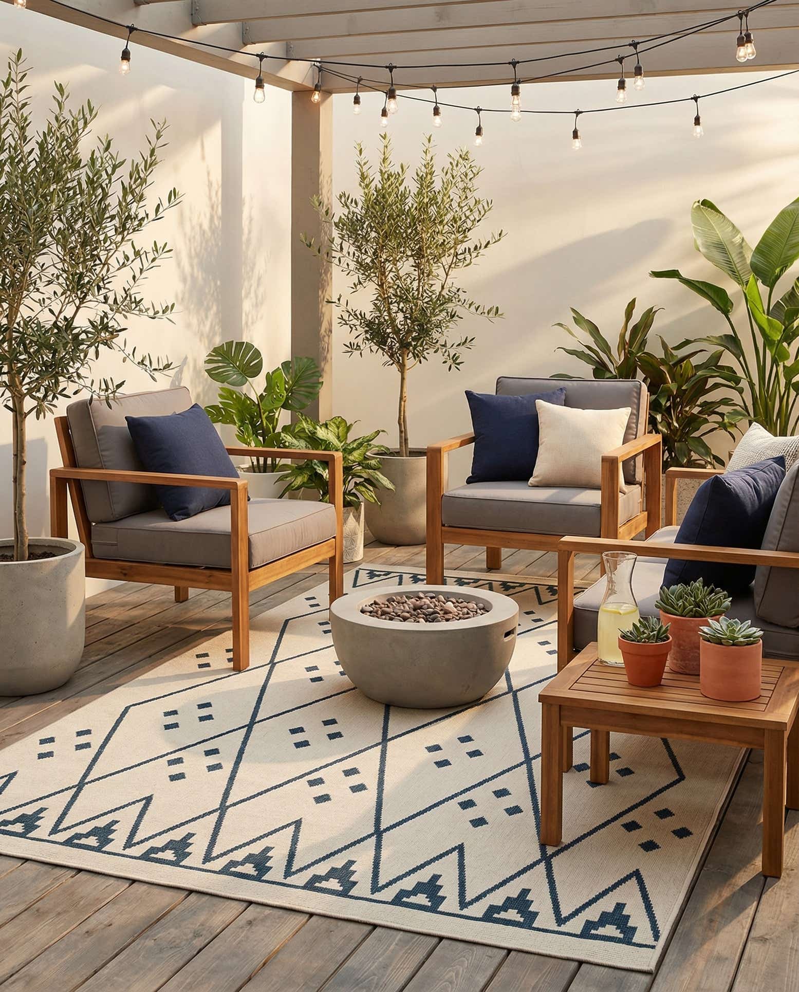 5' 2 x 7' 9 Easy-Clean Modern Indoor / Outdoor Rug