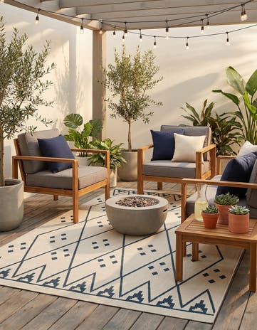5' 2 x 7' 9 Easy-Clean Modern Indoor / Outdoor Rug