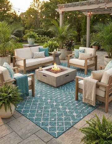 10' 8 x 10' 8 Easy-Clean Lattice Indoor / Outdoor Square Rug