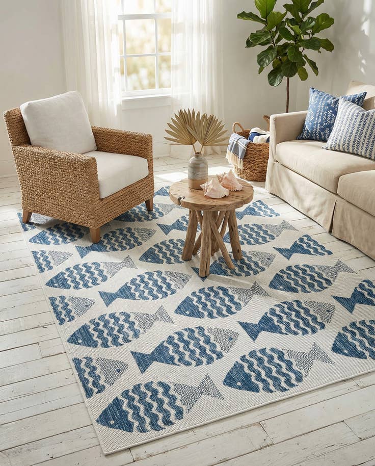 Detail image of 4' x 6' Easy-Clean Coastal Indoor / Outdoor Rug