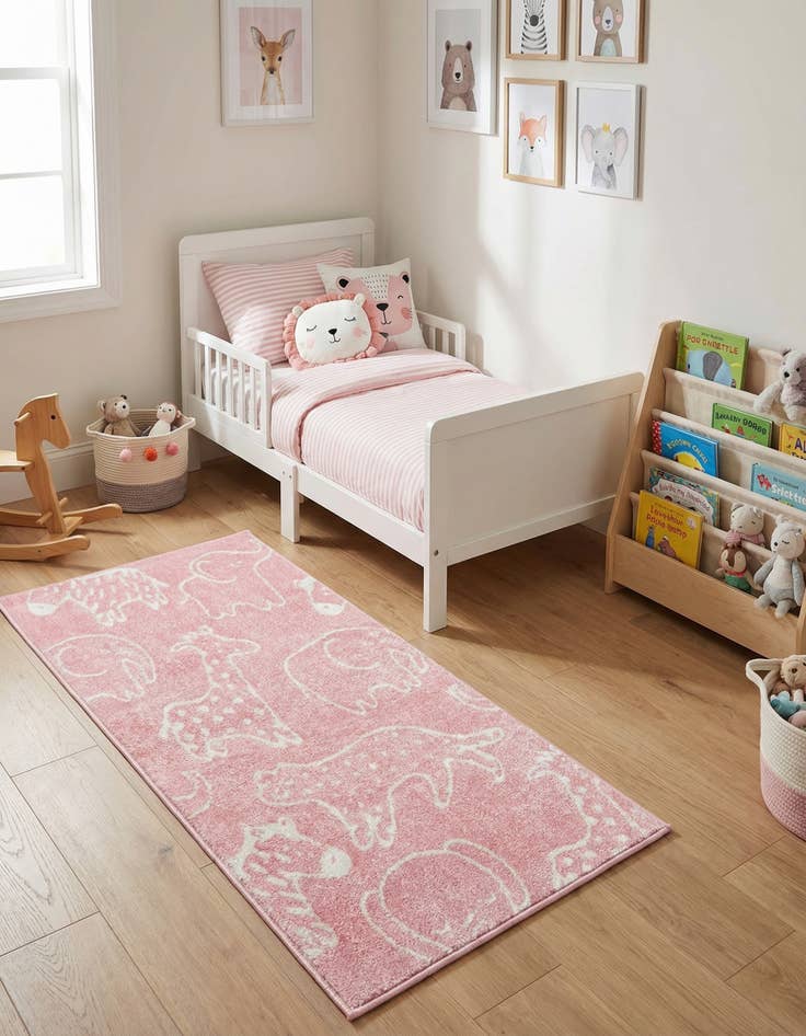 Detail image of 2' 2 x 4' Animals Whimsy Kids Runner Rug