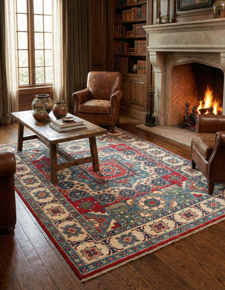 Detail image of 5' x 6' 9  Hand Knotted Kazak Rug