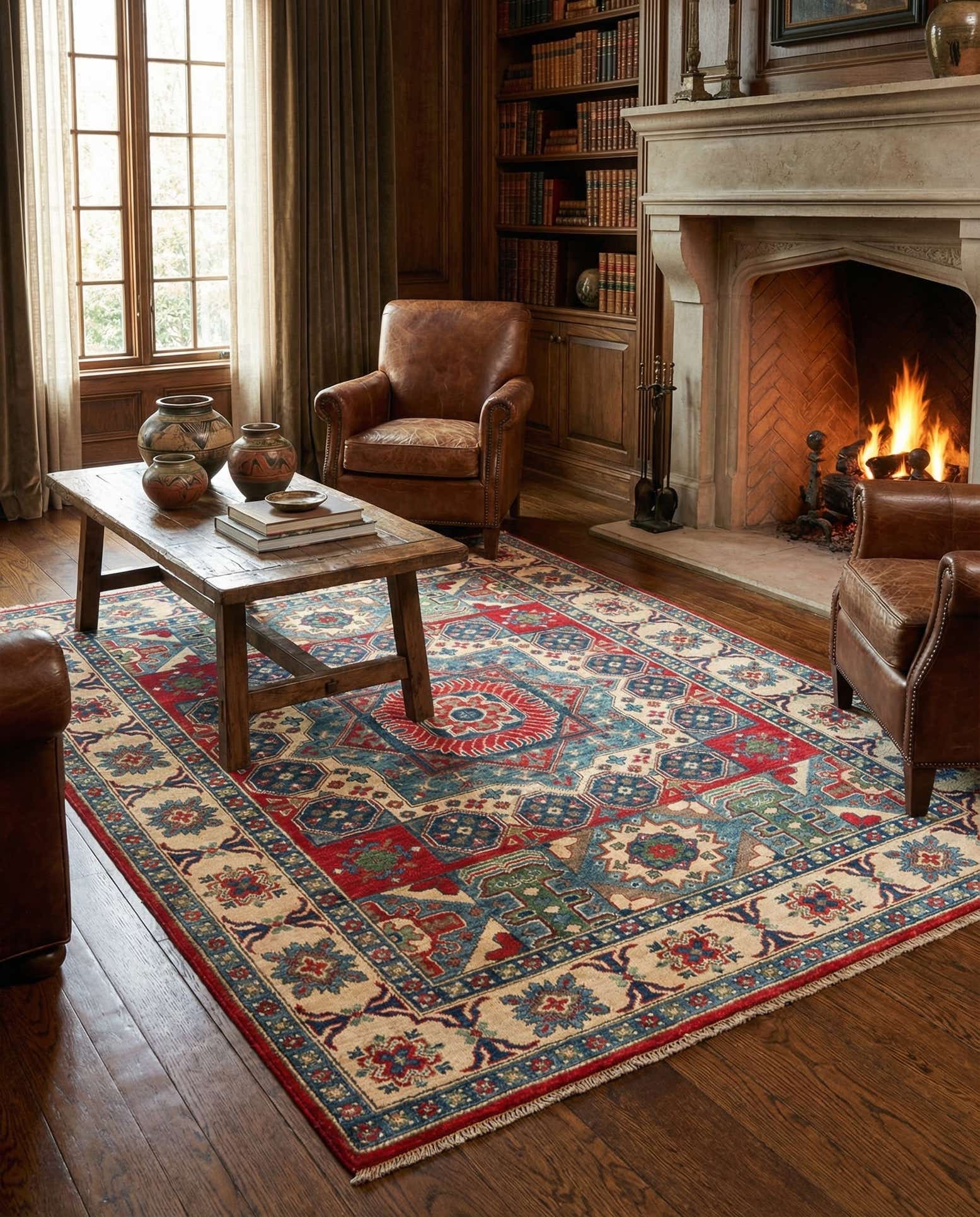 5' x 6' 9 Hand Knotted Kazak Rug