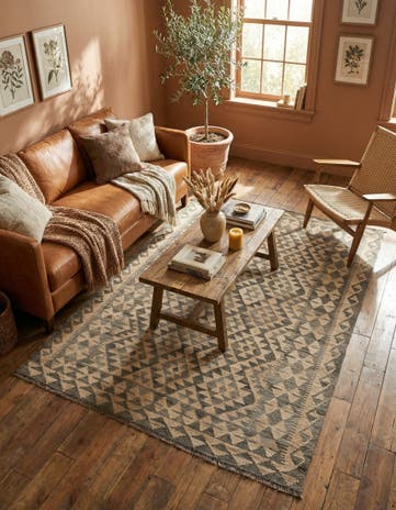4' 11 x 6' 11 Hand Woven Kilim Maymana Wool Rug